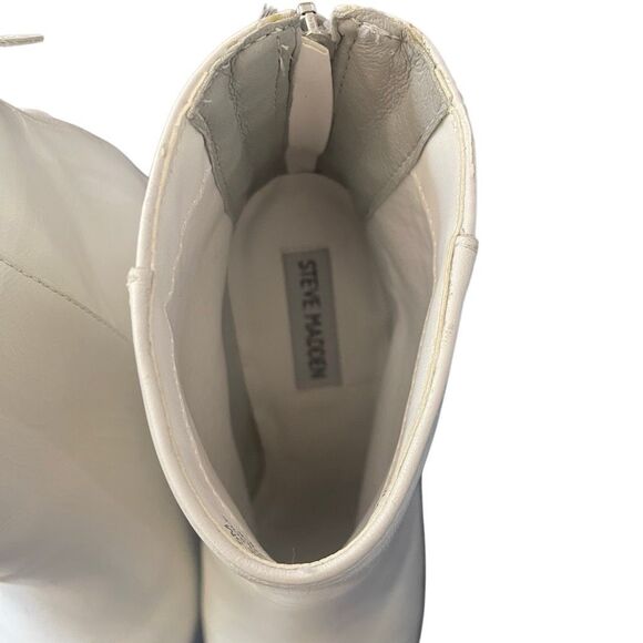 STEVE MADDEN Olga White Leather Block Heeled Boot size 7.5 M - Picture 7 of 8